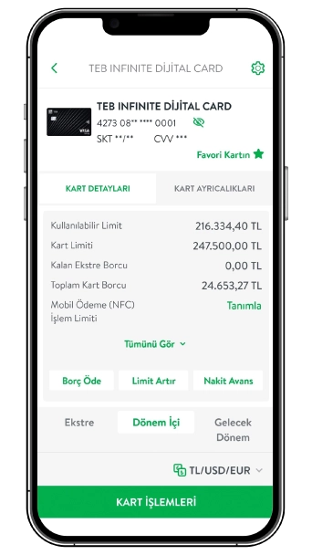 Kart İşlemlerine Tıklayın.